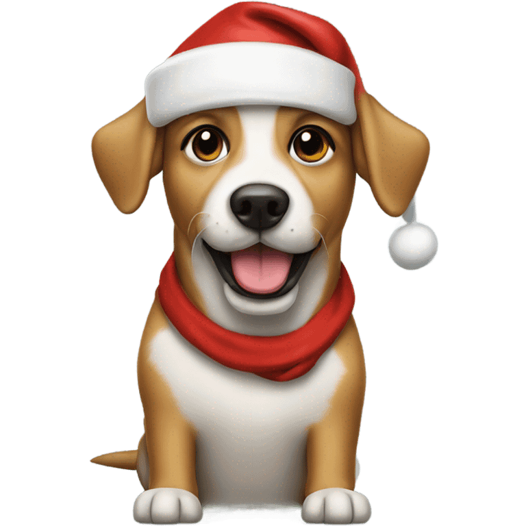 Dog wearing santa hat emoji