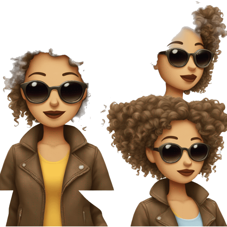 Stylish curly girl wearing sunglasses emoji