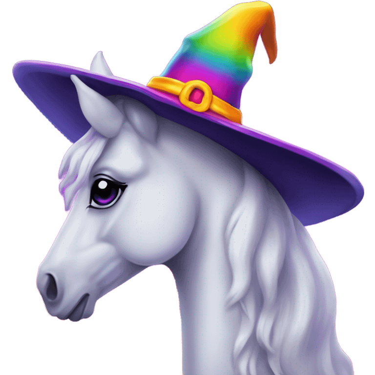 Lisa frank Halloween horse with witch hat emoji