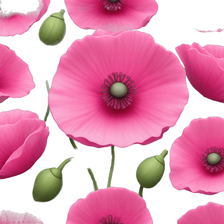 Bright pink poppy flower emoji