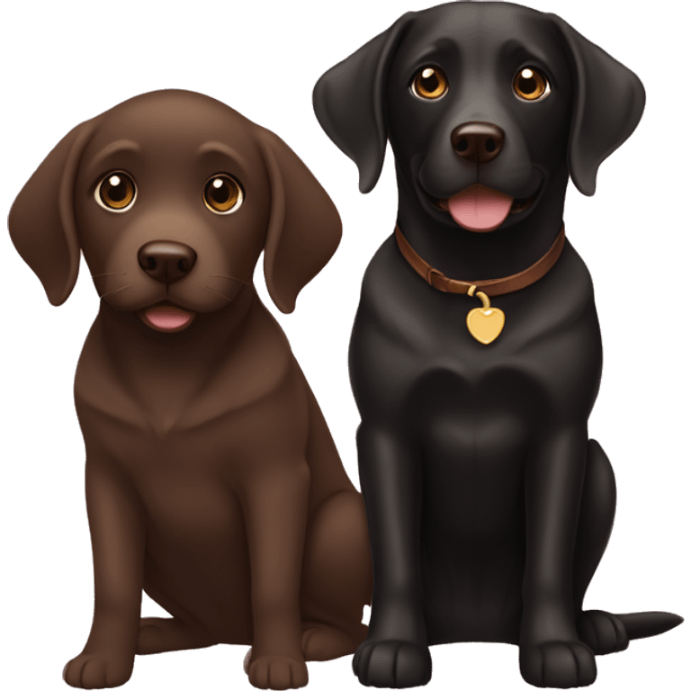 Chocolate Labrador and black lab  emoji