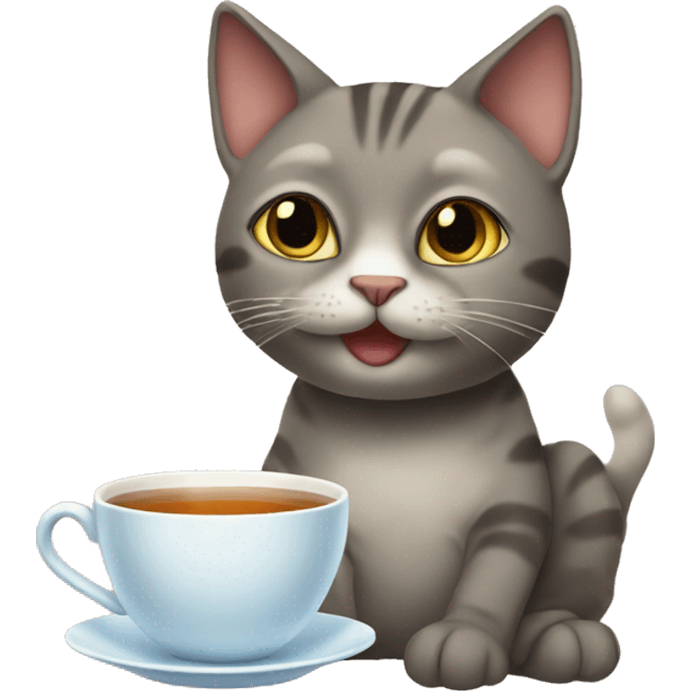 Cat drinking tea emoji