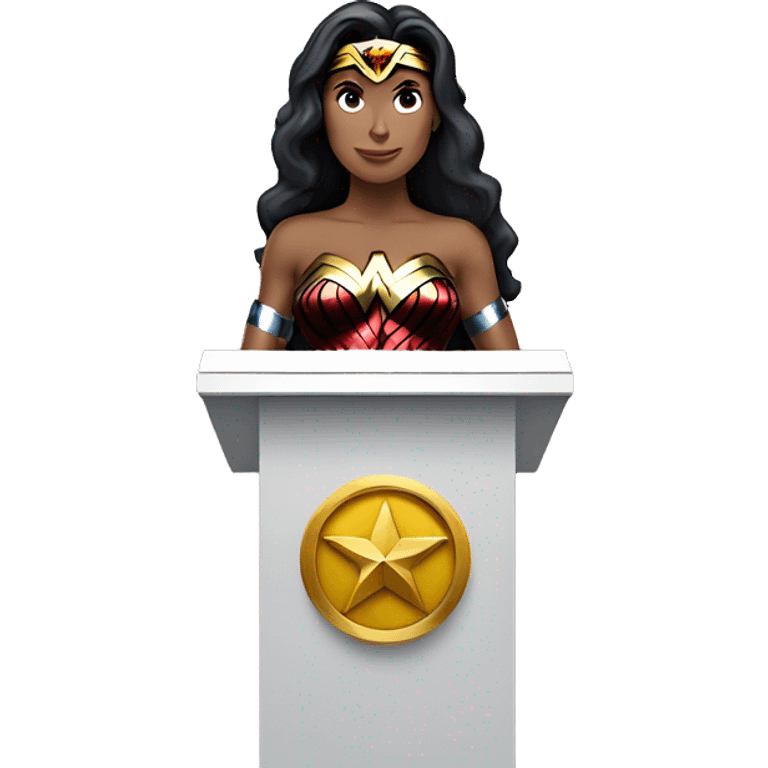 wonder woman behind a podium emoji