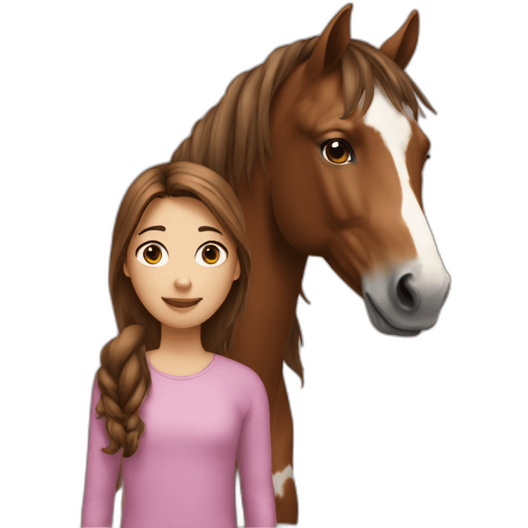 Horse with spots next to a brown-haired girl emoji