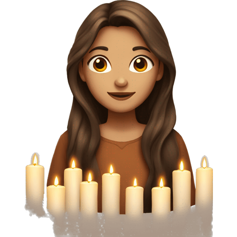 Brown long haired lucia with candles  emoji