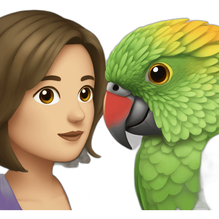 Green cheek conure with a woman emoji