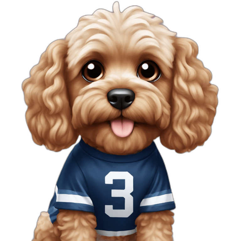 cavoodle dog wearing a geelong jersey emoji