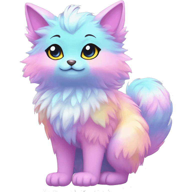 Shiny Sparkly Colorful Pastel Fluffy beautiful fantasy Kawaii Ethereal Anthro Sona Fakemon-animal Full Body emoji