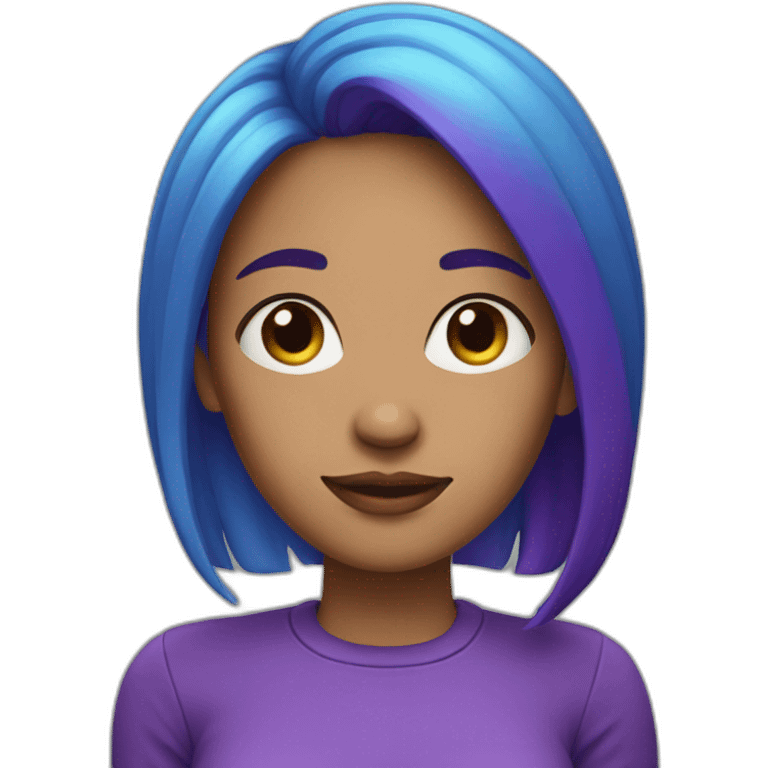 Woman with blue and purple hair on the ends emoji