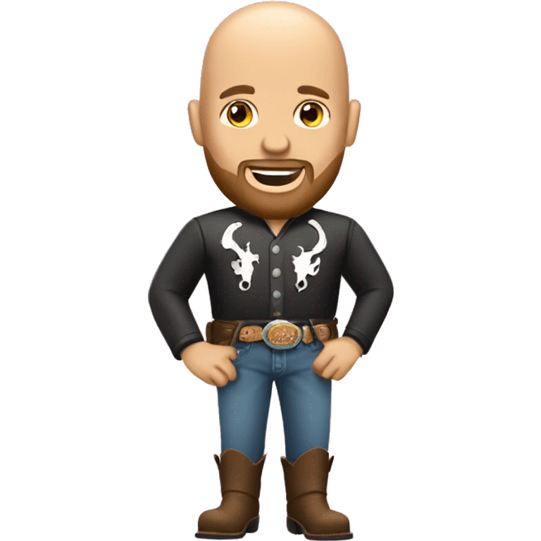 Bald guy with a beard and cowboy boots and T-Mobile logo emoji