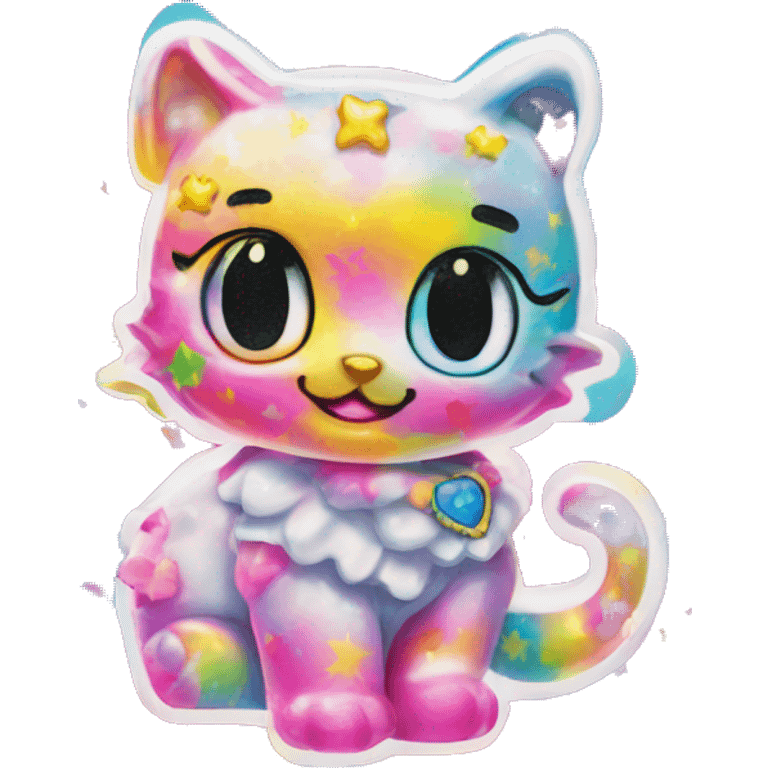 Lisa Frank inspired hello kitty emoji