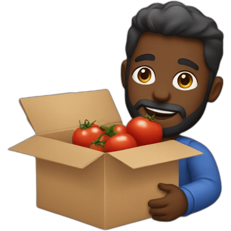 bearded-dark-skinned-man-with-box-opener-holding-baby-mask-covered-in-tomato-sauce emoji