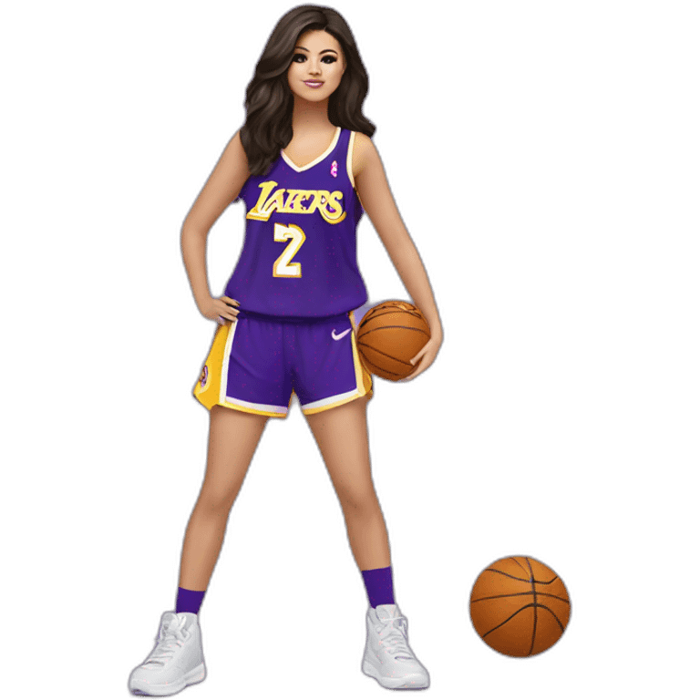 selena gomez with lakers jersey emoji