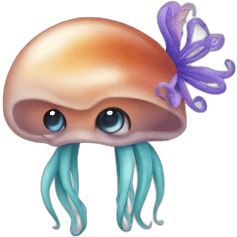 Squid wearing a fascinator emoji