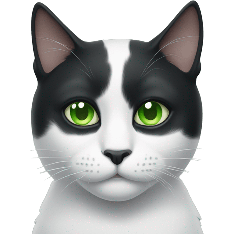 Black white cat with green eyes and patch over right eye emoji