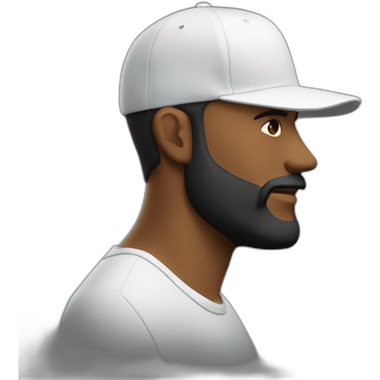 white man with backwards snapback cap side on dark beard emoji