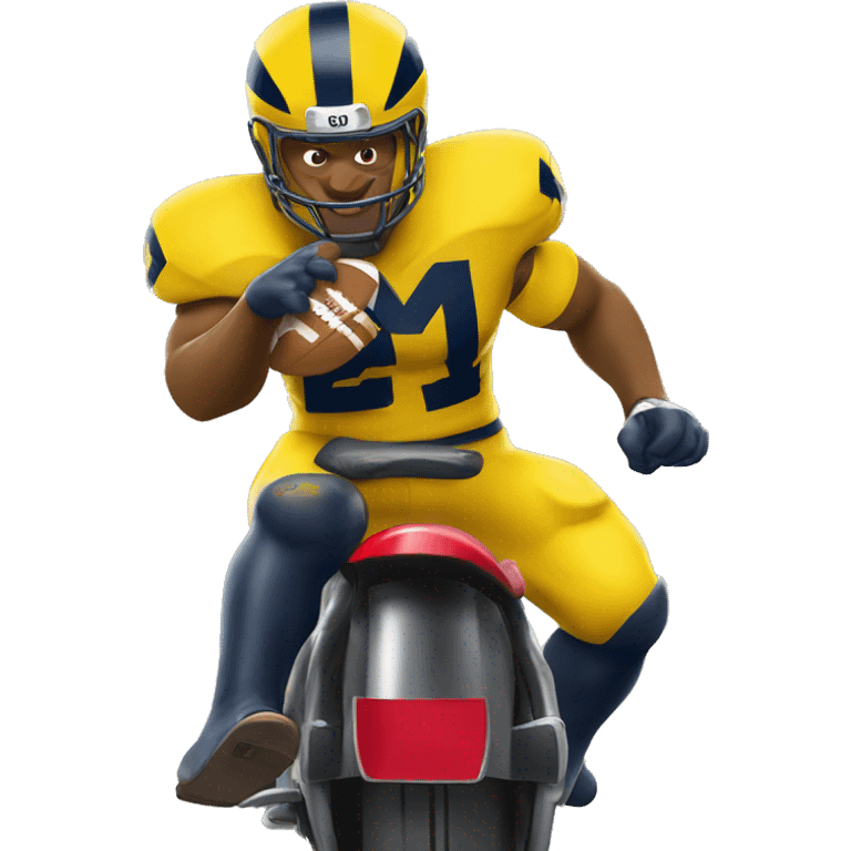 Michigan wolverine riding an Ohio state buckeye emoji