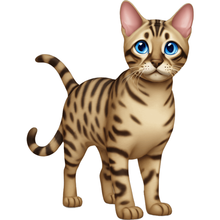 Seal Bengal cat with Blue eyes standing emoji