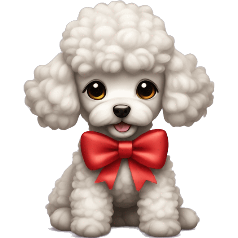 Baby poodle with red bow emoji