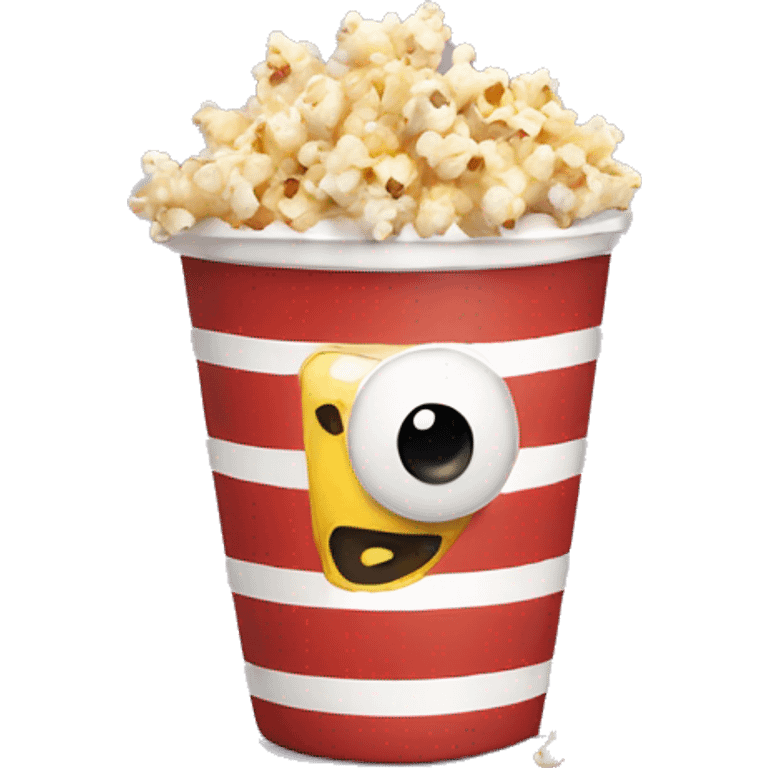 Popcorn in a striped cup with a TV emoji