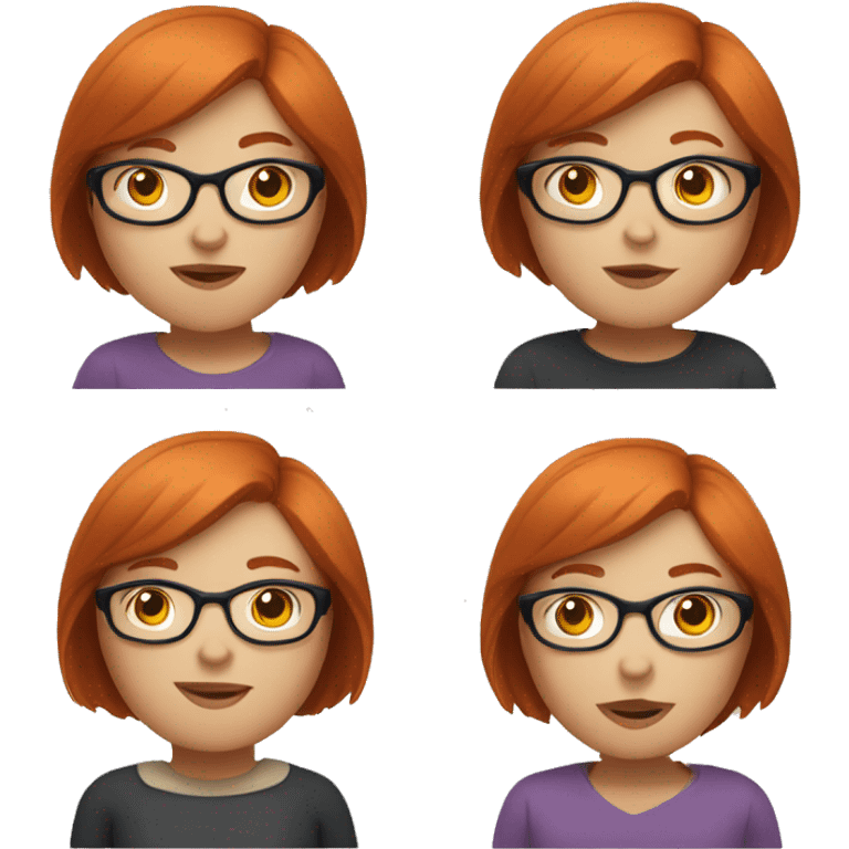 fat redhead girl with glasses and bob emoji