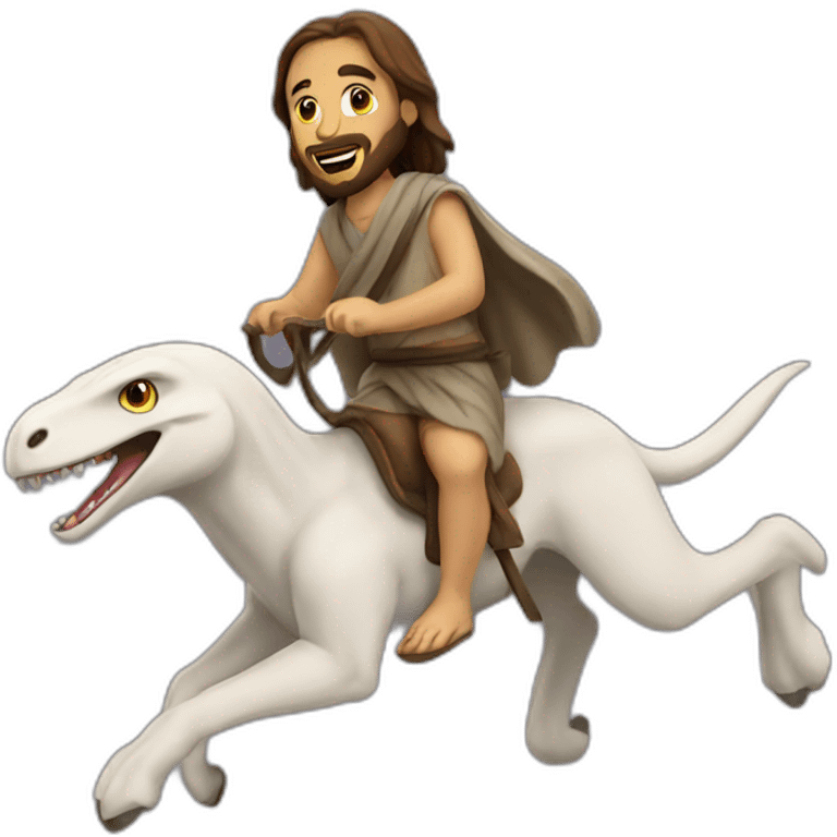 Jesus riding raptor emoji