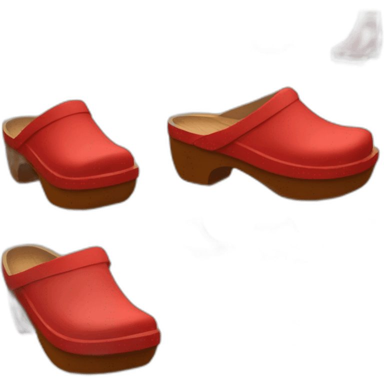 red Wooden clog with closed heel emoji