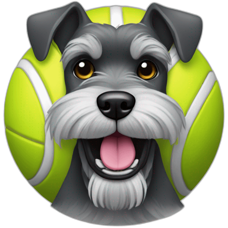 Full body schnauzer tennis ball in mouth emoji