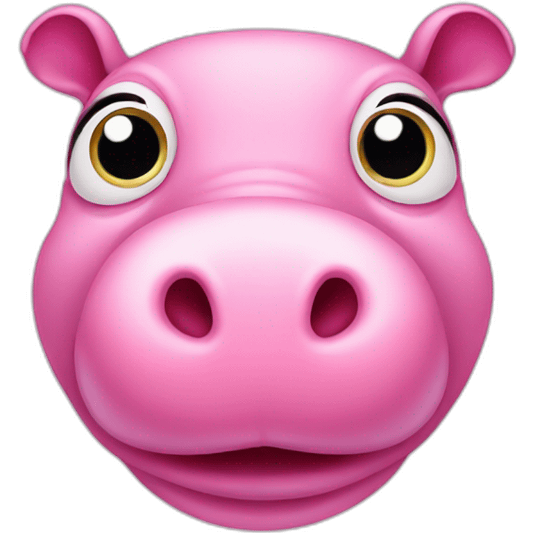 cute pink hippo looking surprised with big eyes emoji