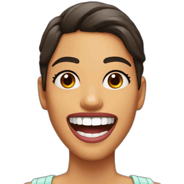 Chica morena con dientes grandes emoji