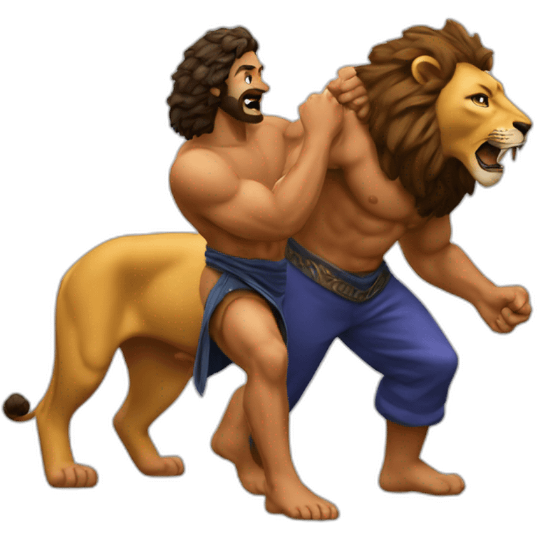 samson figting with big lion emoji