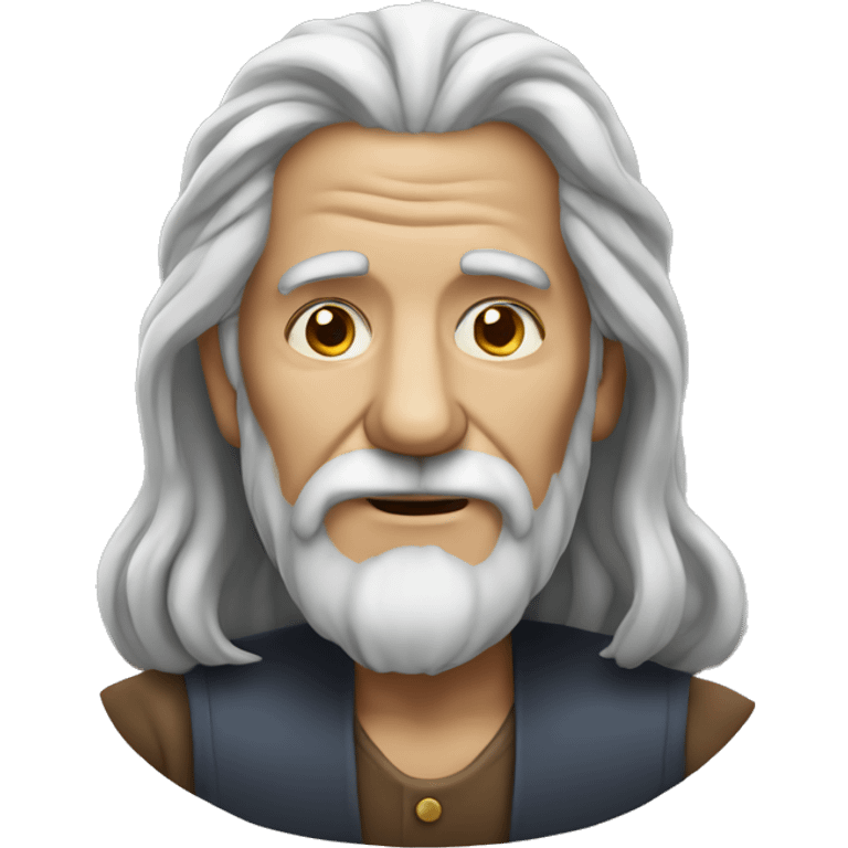 Old man with long hair no beard or mustache emoji