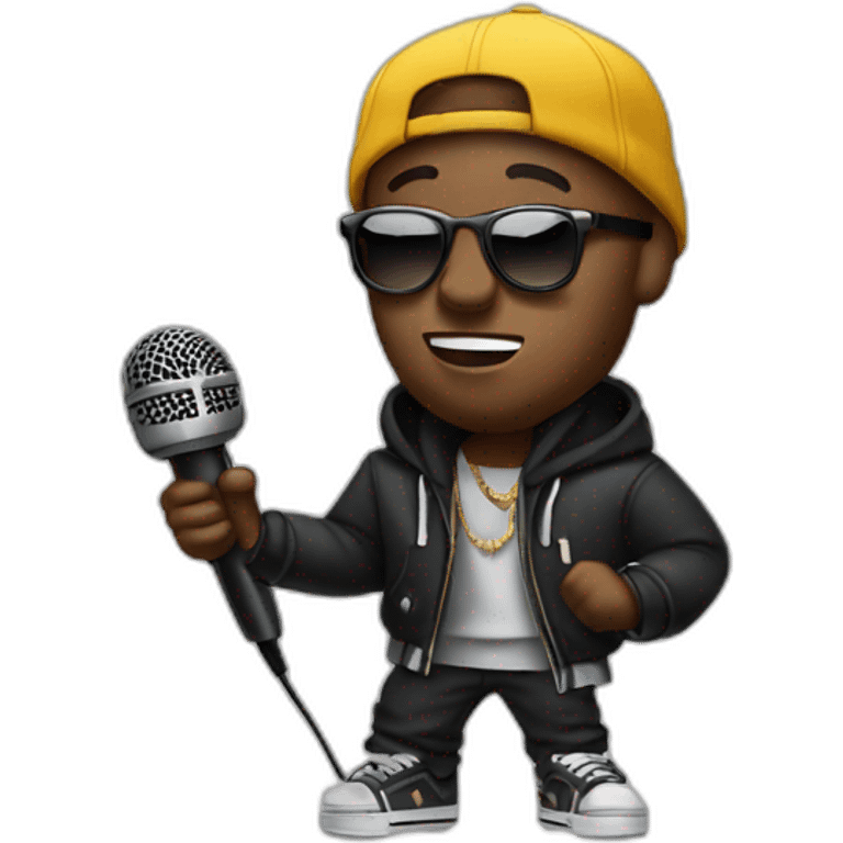 a rapper with a microphone emoji