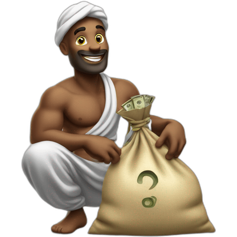 genie holding the big sack of money 4k emoji