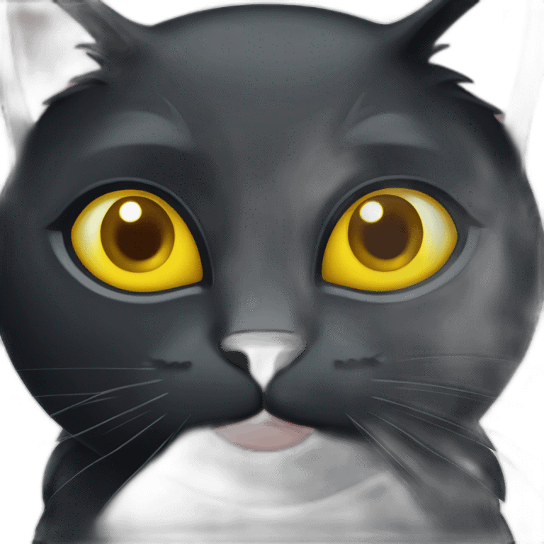 Black cat with medium yellow eyes looking cute   emoji