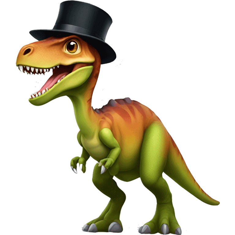 Dinosaur with top hat emoji