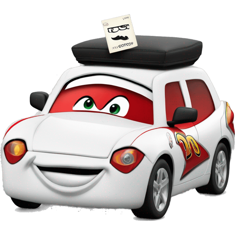 mr.monopoly monopoly go in a disney lightning McQueen car emoji