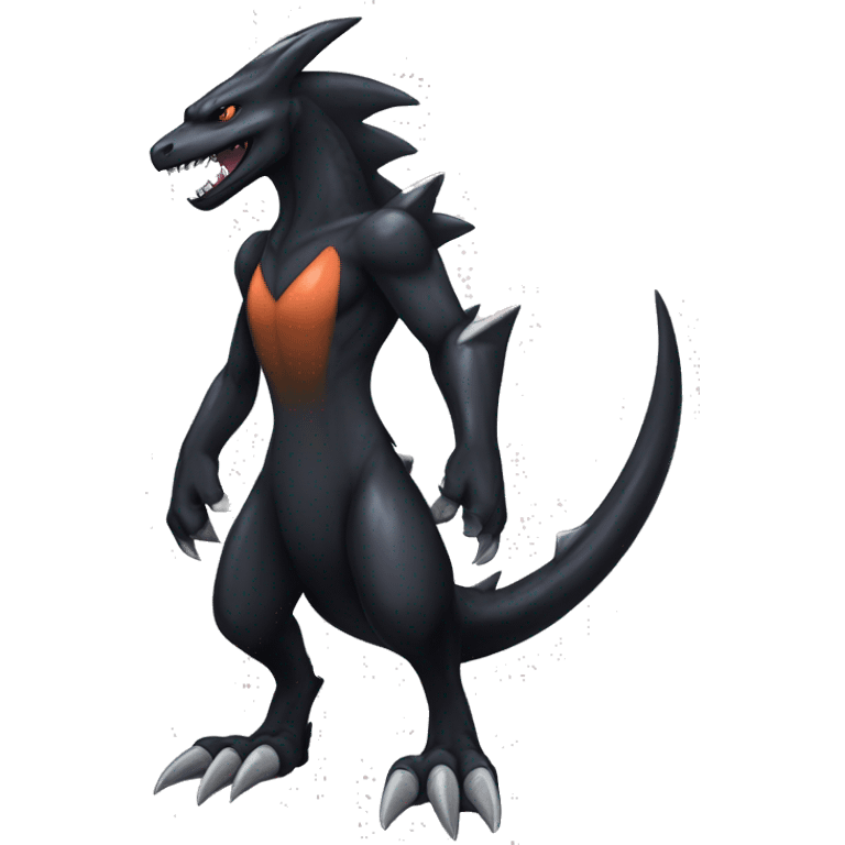 Black Cool Edgy Nargacuga-Garchomp-Houndoom-Sergal Fakémon with Edgy markings,  full body emoji