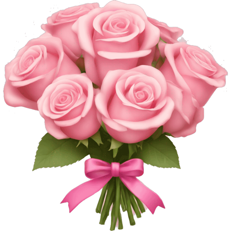 A bouquet of light pink roses, with pink ribbon on it emoji