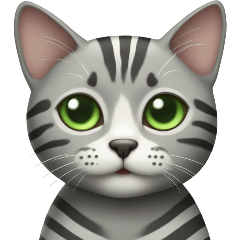 gray striped cat with green eyes  emoji