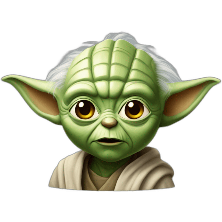 yoda with surprising face emoji