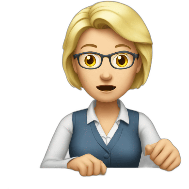 Middle-aged blond woman teacher being pissed off emoji