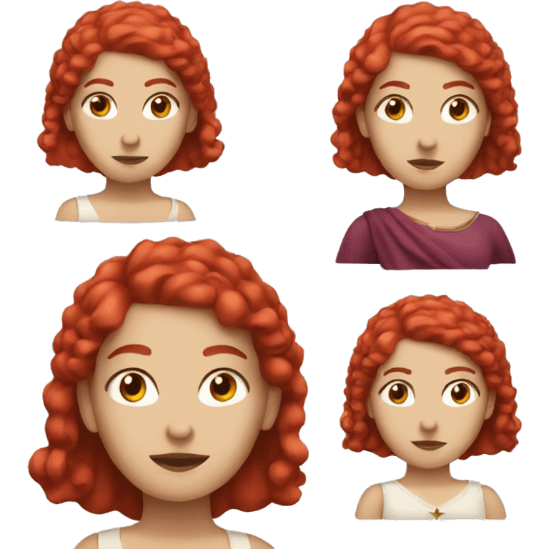 Lady with red hair red eyes and red crown emoji