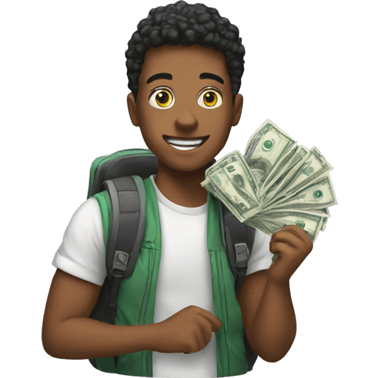 Student wih money emoji