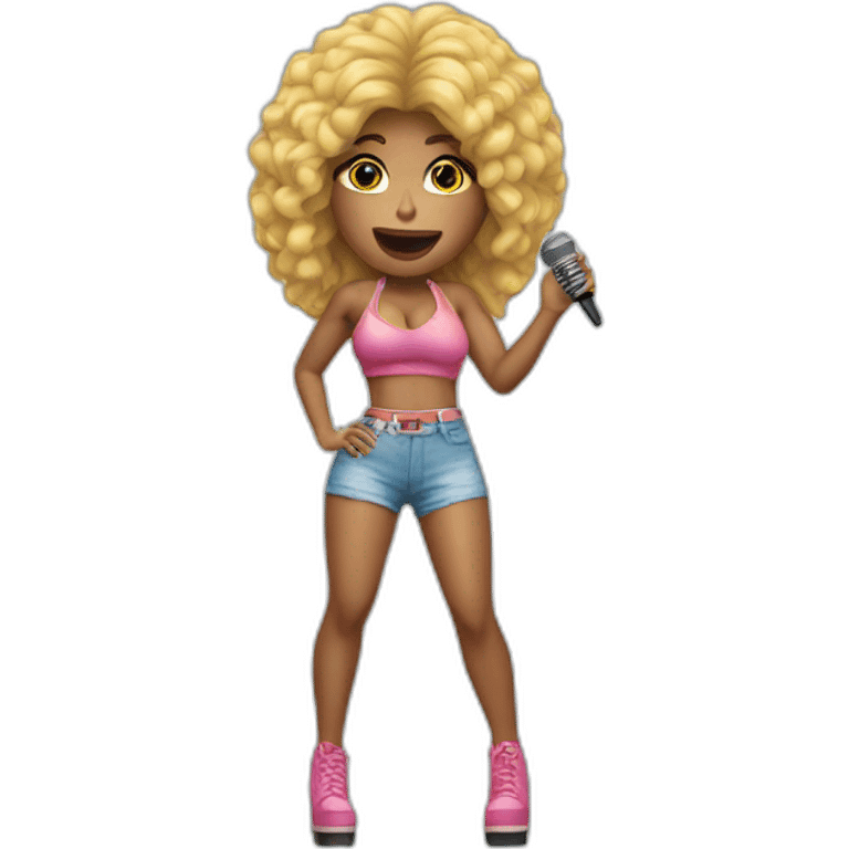 Nicki Miami singing into microphone full body emoji