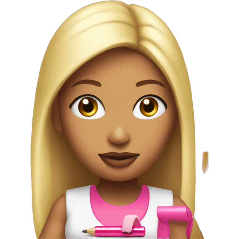 nicki minaj writing with pink pen emoji