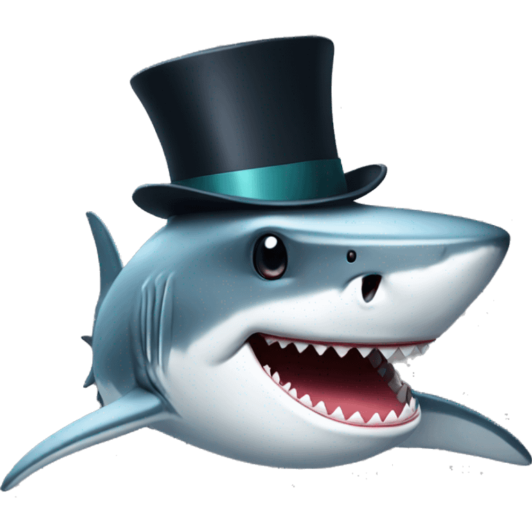 Shark with a top hat emoji