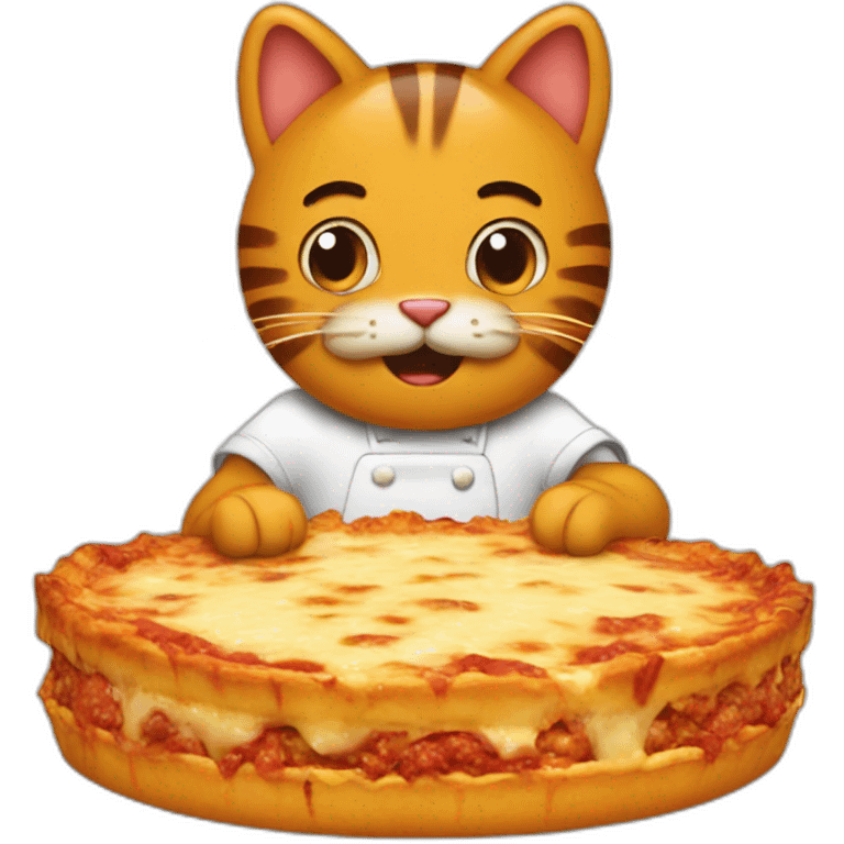 Garfield with a lasagna emoji