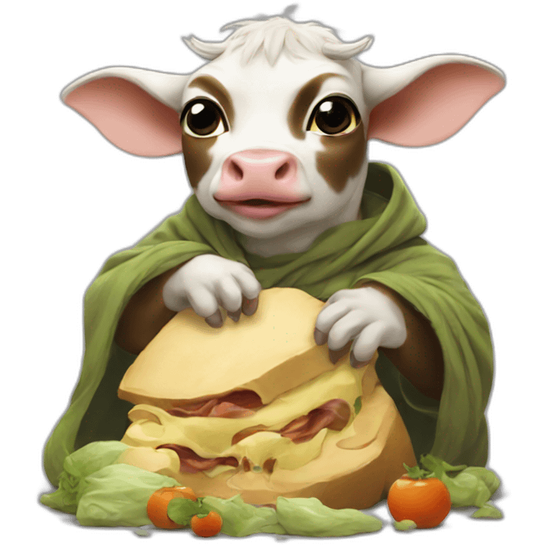 hungry cow eating baby yoda emoji