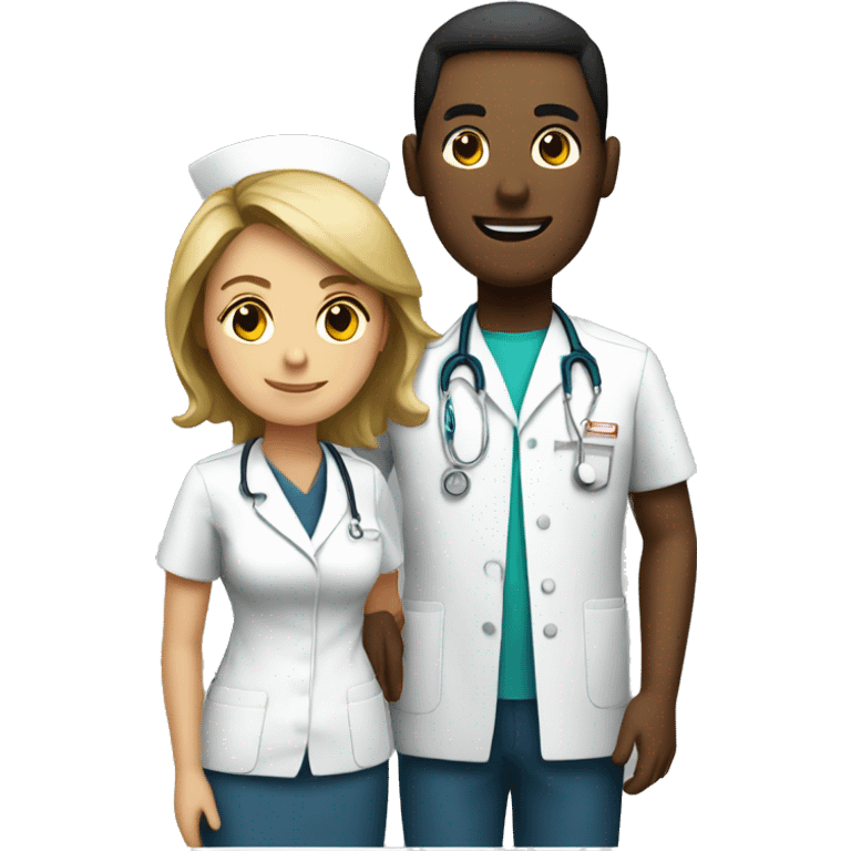 nurse male and  woman nurse next to eachother emoji